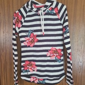 NWT Joules Cream and  Navy Stripe Floral Marlston hoodie size 4